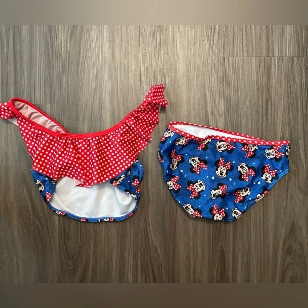 Disney Blue and Red Minnie Mouse Bikini two piece set size M